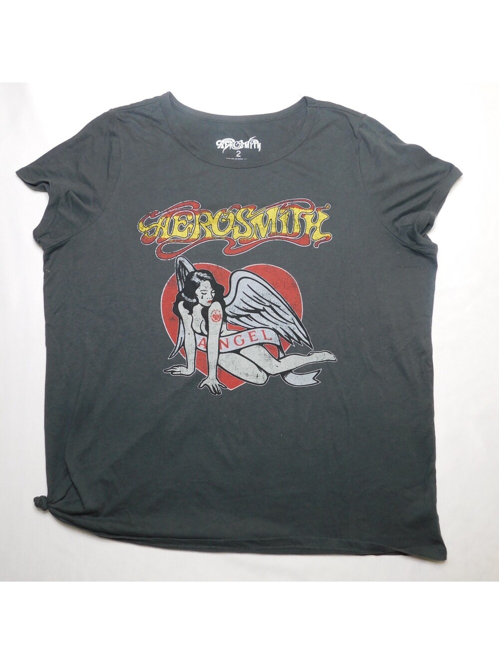 Aerosmith Angel Graphic T-Shirt Women's Size 2 Charcoal Gray Rock Band Tee 2021